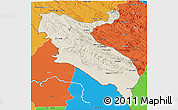 Shaded Relief 3D Map of Ilam, political outside