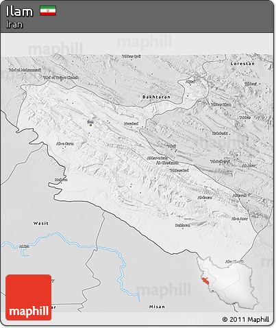 Silver Style 3D Map of Ilam