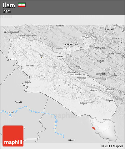 Silver Style 3D Map of Ilam