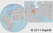 Gray Location Map of Ilam, within the entire country, hill shading