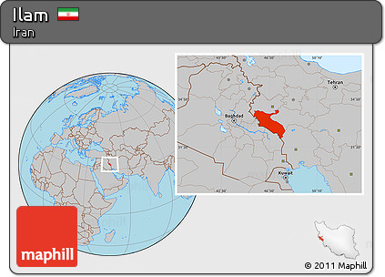 Gray Location Map of Ilam