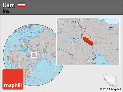 Gray Location Map of Ilam