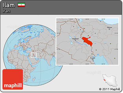Gray Location Map of Ilam