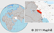 Gray Location Map of Ilam, highlighted country