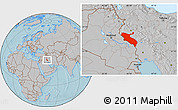 Gray Location Map of Ilam, hill shading