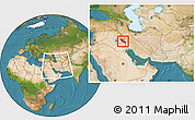 Satellite Location Map of Ilam, within the entire country