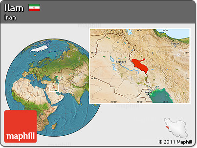 Satellite Location Map of Ilam