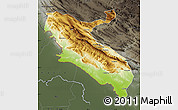 Physical Map of Ilam, darken, semi-desaturated