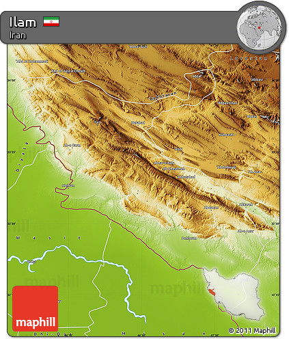 Physical Map of Ilam