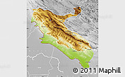 Physical Map of Ilam, lighten, desaturated