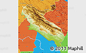 Physical Map of Ilam, political outside