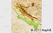 Physical Map of Ilam, satellite outside