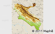 Physical Map of Ilam, shaded relief outside