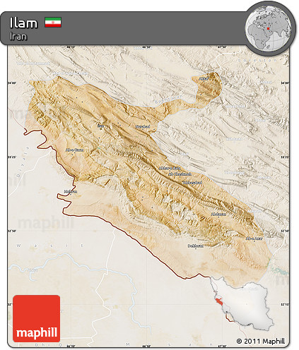 Satellite Map of Ilam, lighten