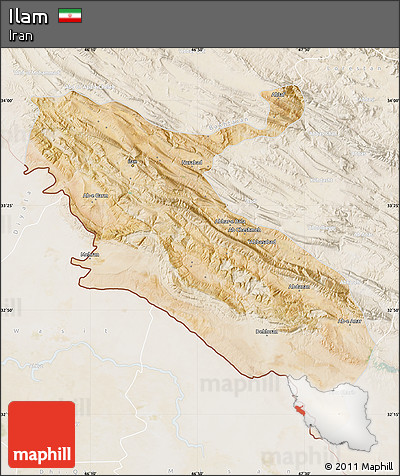 Satellite Map of Ilam, lighten