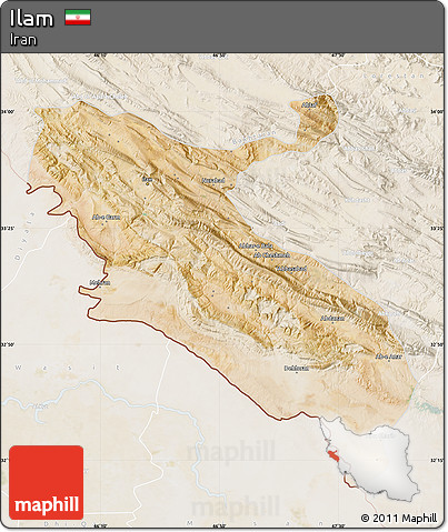 Satellite Map of Ilam, lighten