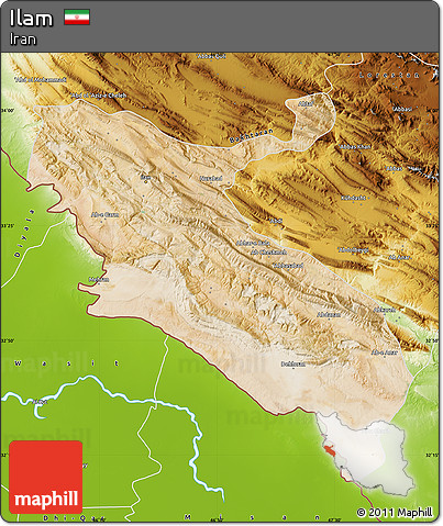 Satellite Map of Ilam, physical outside