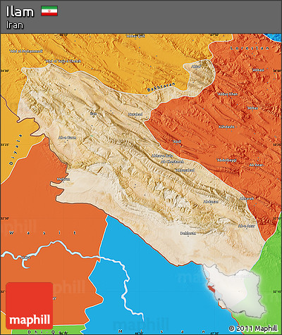 Satellite Map of Ilam, political outside