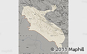 Shaded Relief Map of Ilam, darken, semi-desaturated