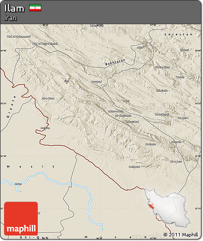 Shaded Relief Map of Ilam