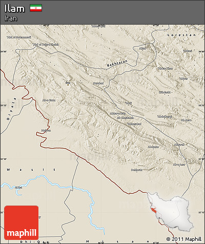 Shaded Relief Map of Ilam