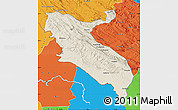 Shaded Relief Map of Ilam, political outside