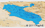 Political Panoramic Map of Ilam, satellite outside