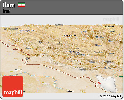 Satellite Panoramic Map of Ilam