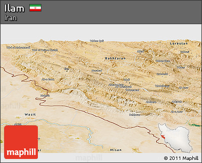 Satellite Panoramic Map of Ilam