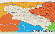 Shaded Relief Panoramic Map of Ilam, political outside