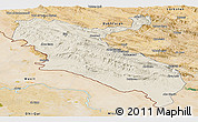 Shaded Relief Panoramic Map of Ilam, satellite outside