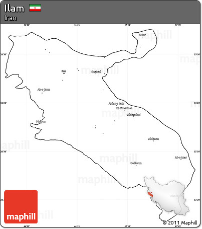 Blank Simple Map of Ilam, cropped outside