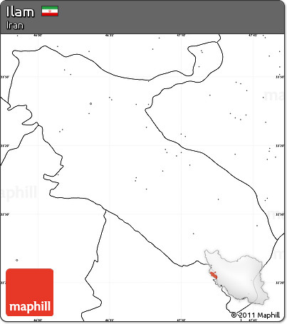 Blank Simple Map of Ilam, no labels