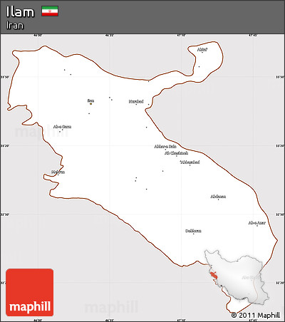 Classic Style Simple Map of Ilam, cropped outside