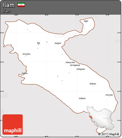 Classic Style Simple Map of Ilam, cropped outside