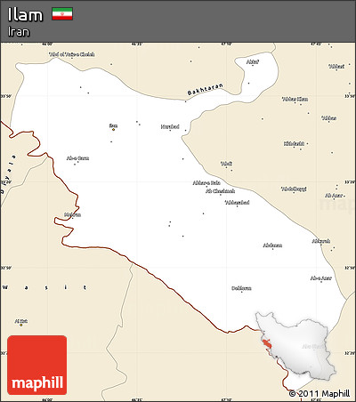 Classic Style Simple Map of Ilam