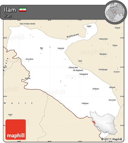 Classic Style Simple Map of Ilam