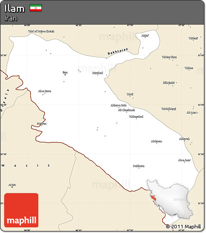 Classic Style Simple Map of Ilam