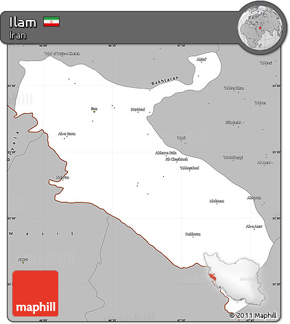 Gray Simple Map of Ilam