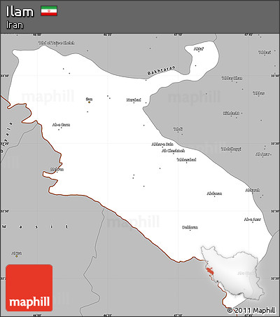 Gray Simple Map of Ilam