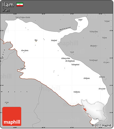 Gray Simple Map of Ilam