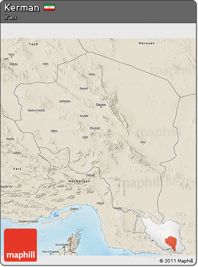Shaded Relief 3D Map of Kerman