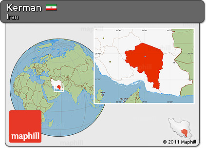 Savanna Style Location Map of Kerman, highlighted country