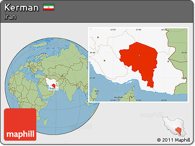Savanna Style Location Map of Kerman, highlighted country
