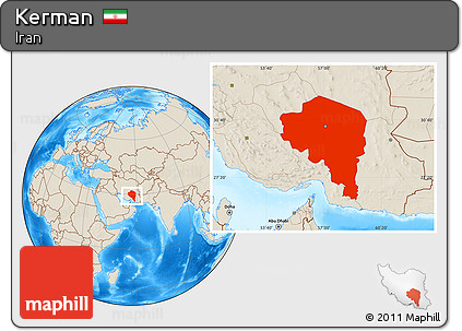 Shaded Relief Location Map of Kerman