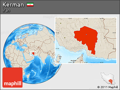 Shaded Relief Location Map of Kerman