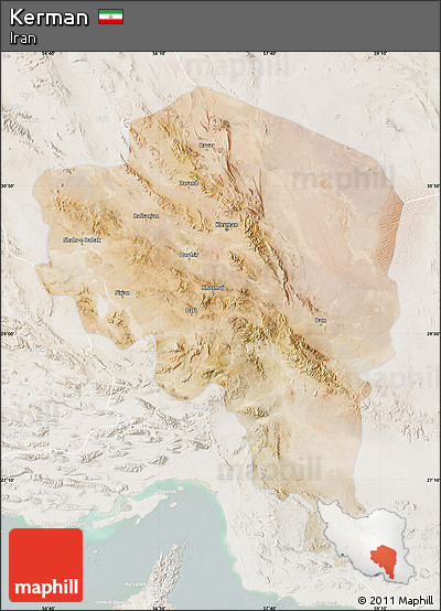 Satellite Map of Kerman, lighten