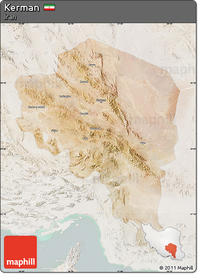 Satellite Map of Kerman, lighten