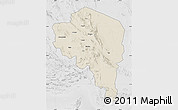 Shaded Relief Map of Kerman, lighten, desaturated
