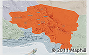 Political Panoramic Map of Kerman, lighten, semi-desaturated